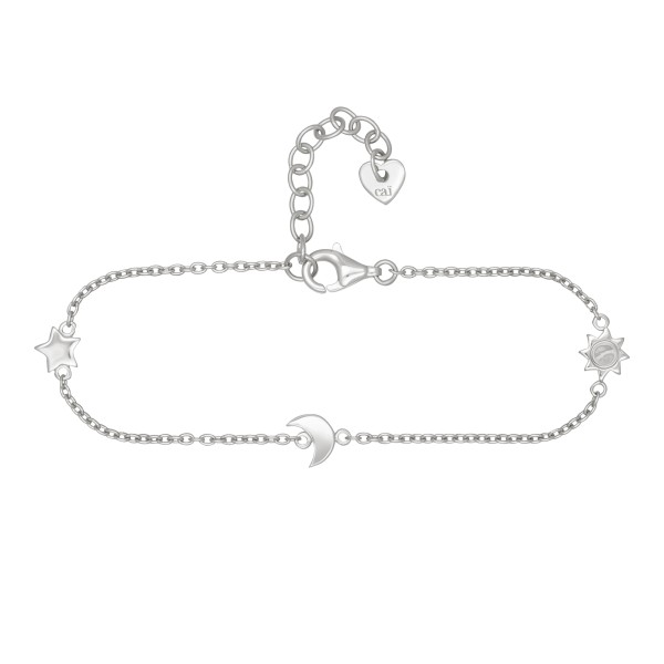 cai Armband Ankerkette 925/- Sterling Silber rhodiniert 17+3cm