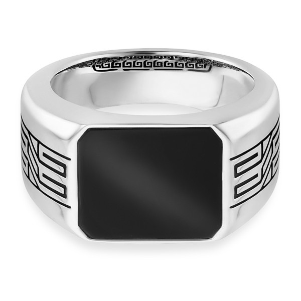 cai men Ring 925/- Sterling Silber oxidiert Onyx 1,50ct