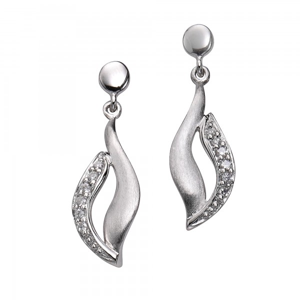 Ohrhänger 925/- Sterling Silber rhodiniert 2,5cm Zirkonia