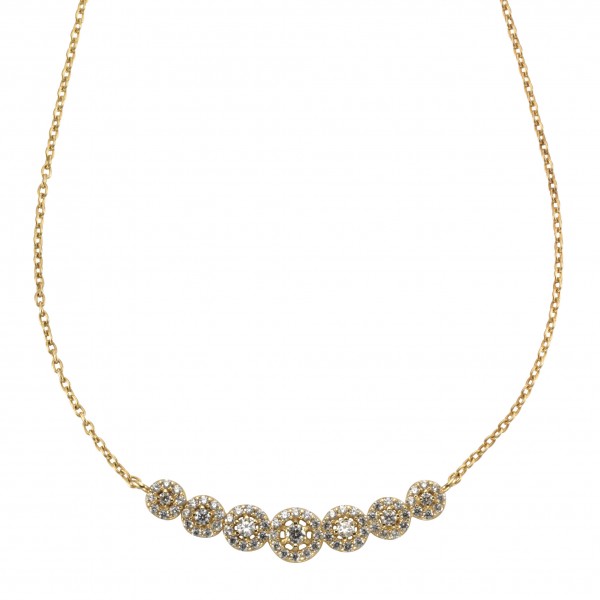 Collier Ankerkette 585/- Gold rhodiniert (teil) 42/45cm Zirkonia