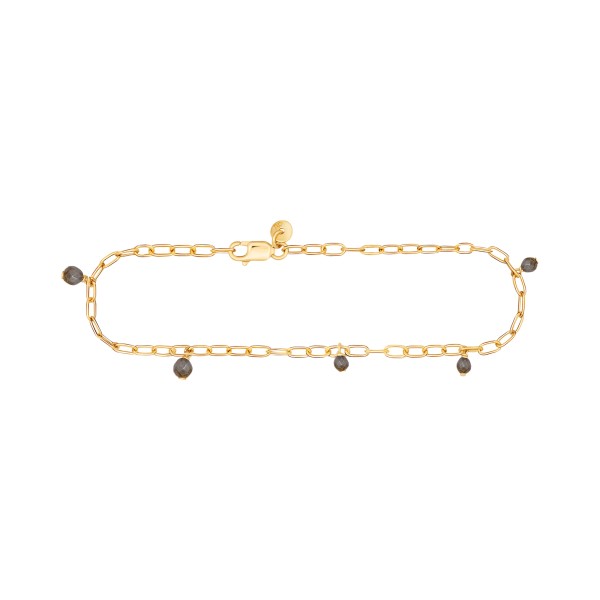 cai Armband Ankerkette 925/- Sterling Silber vergoldet 18cm Hämatit