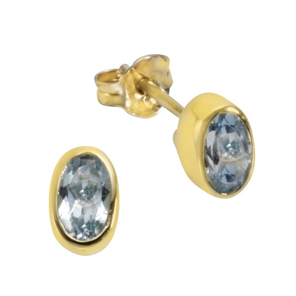 Ohrstecker 585/- Gold 0,7cm Blautopas beh.