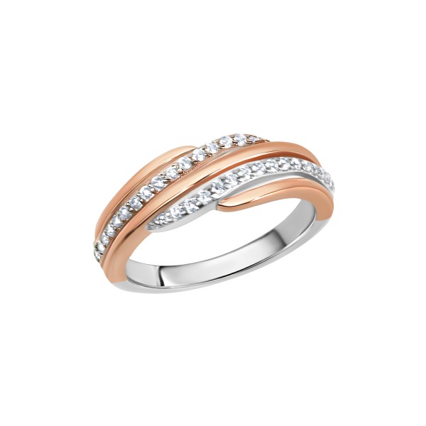 Ring 925/- Sterling Silber rotvergoldet Zirkonia