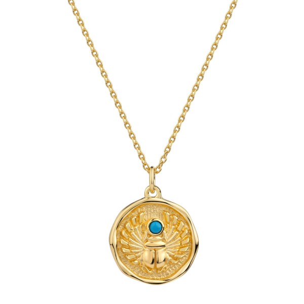 Anhänger mit Kette Ankerkette 925/- Sterling Silber vergoldet 40+5cm Türkis