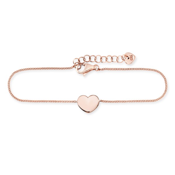 cai love Armband Flachpanzerkette 925/- Sterling Silber rotvergoldet 16+3cm ohne Stein