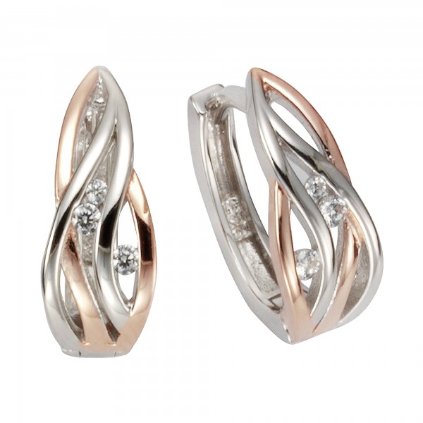 Ohrringe 925/- Sterling Silber rotvergoldet 1,4cm Zirkonia