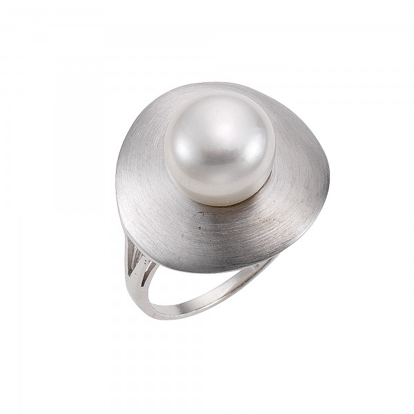 Ring 925/- Sterling Silber rhodiniert Perle