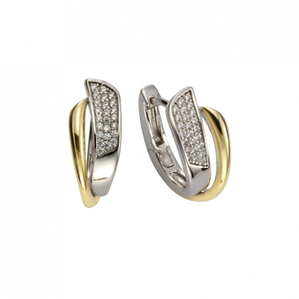 Klappcreolen 925/- Sterling Silber rhodiniert 18mm Zirkonia
