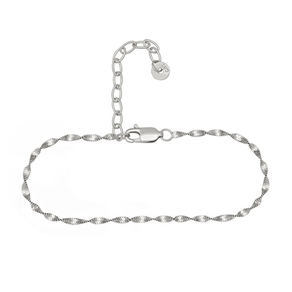 cai women Fußkette Flachankerkette 925/- Sterling Silber rhodiniert 22+3cm