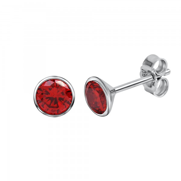 Ohrstecker 925 Silber rhodiniert CZ rot 925/- Sterling Silber rhodiniert 1cm Zirkonia