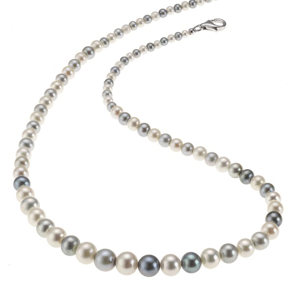 Perlen-Collier 925/- Sterling Silber rhodiniert 43cm