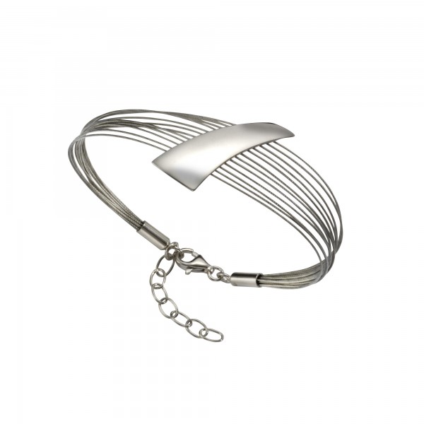 Armband 925/- Sterling Silber, Stahl rhodiniert 17+3cm