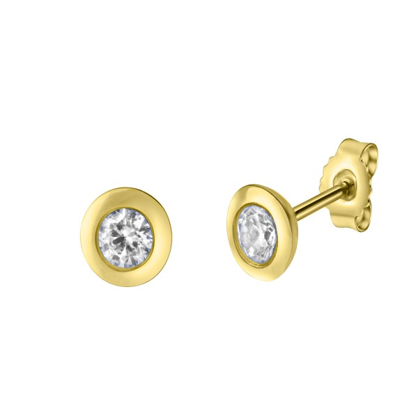 Ohrstecker 375/- Gold 0,6cm Zirkonia