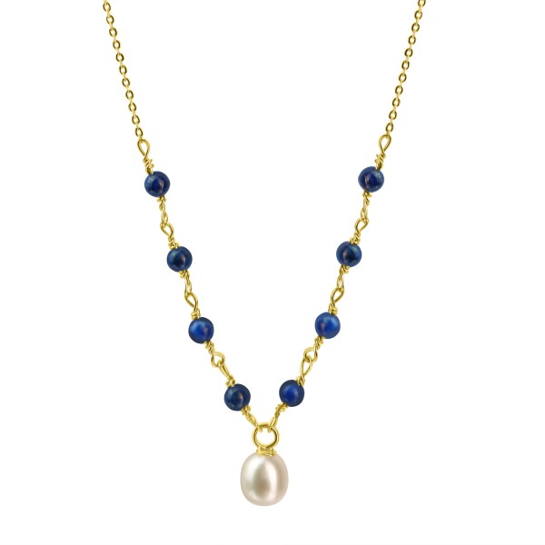 Collier Ankerkette 375/- Gold vergoldet 42+3cm Lapislazuli