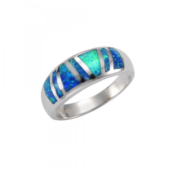 Ring 925/- Sterling Silber rhodiniert synth. Opal