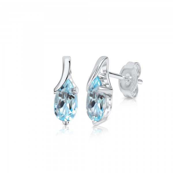 Ohrringe 925/- Sterling Silber rhodiniert 1,2cm Blautopas beh.