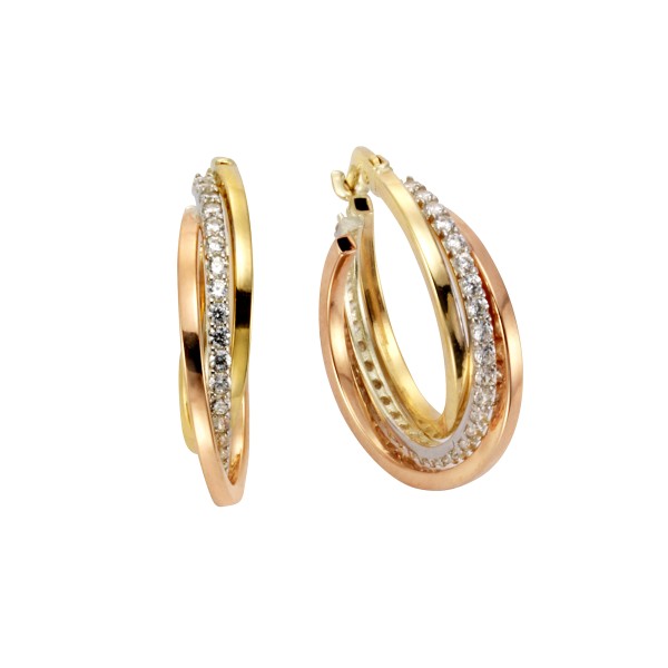 Creolen 375/- Gold 2,1cm Zirkonia