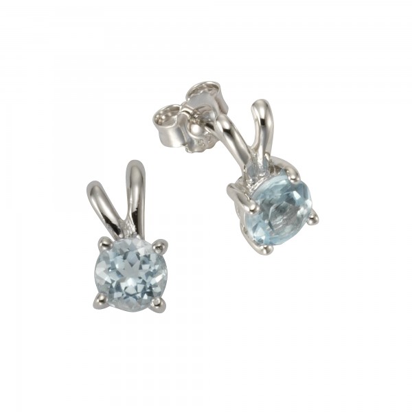 Ohrringe 925/- Sterling Silber rhodiniert 1,25cm Blautopas beh.