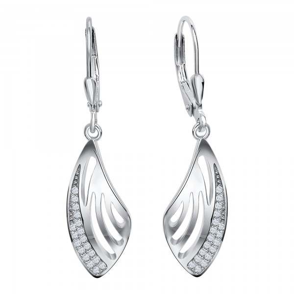 Ohrhänger 925 Silber Zirkonia weiß 925/- Sterling Silber rhodiniert 3,7cm Zirkonia