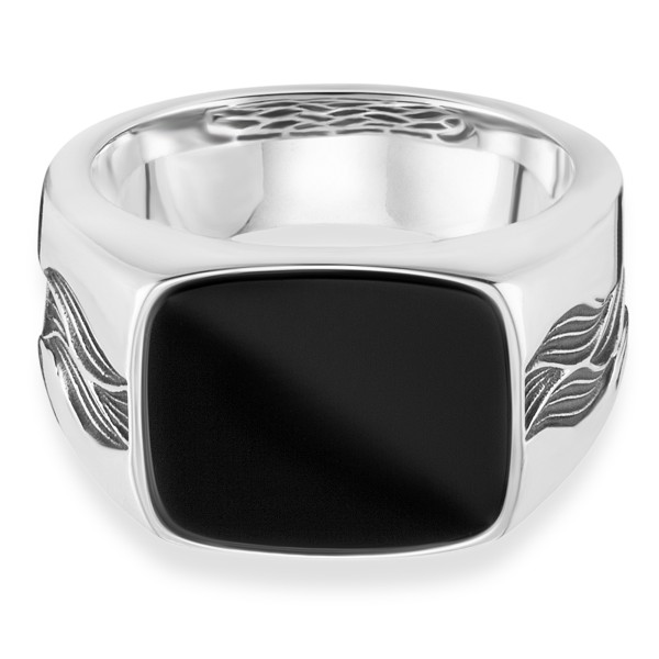 cai men Ring 925/- Sterling Silber oxidiert Onyx 3,00ct