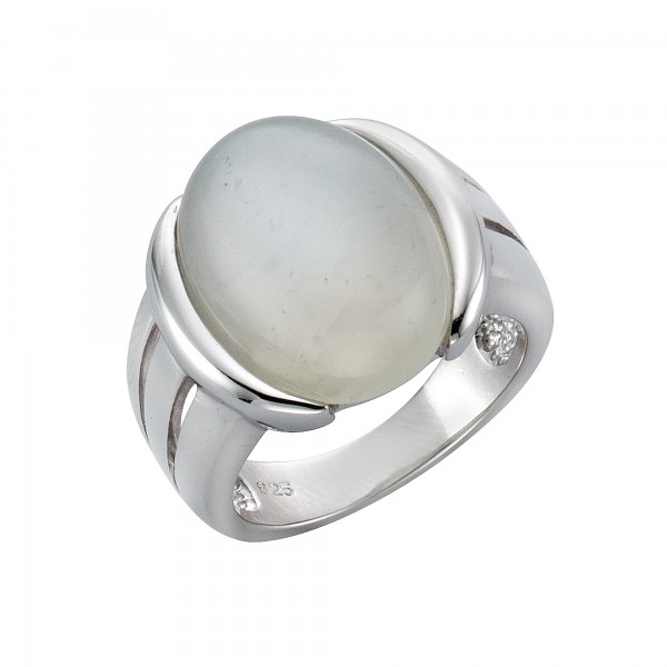 Ring 925/- Sterling Silber rhodiniert Mondstein