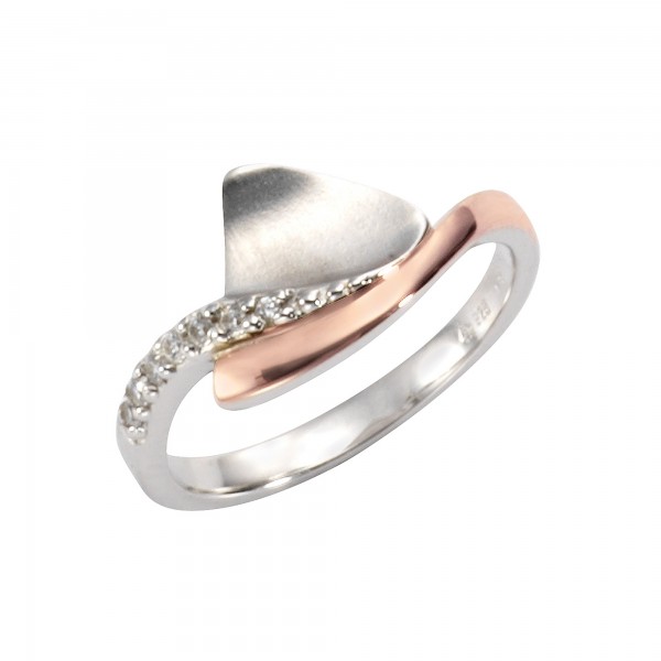 Ring 925/- Sterling Silber rhodiniert (teil) Zirkonia