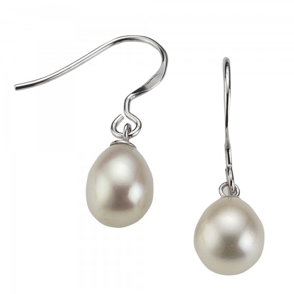 Ohrhänger 925/- Sterling Silber rhodiniert 2,5cm Perle