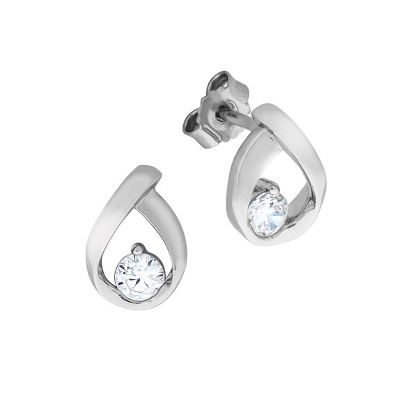 Ohrstecker 925/- Sterling Silber rhodiniert 0,9cm Zirkonia