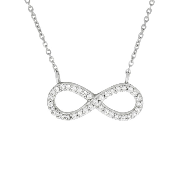 Collier Ankerkette 925/- Sterling Silber rhodiniert 42+3cm Zirkonia