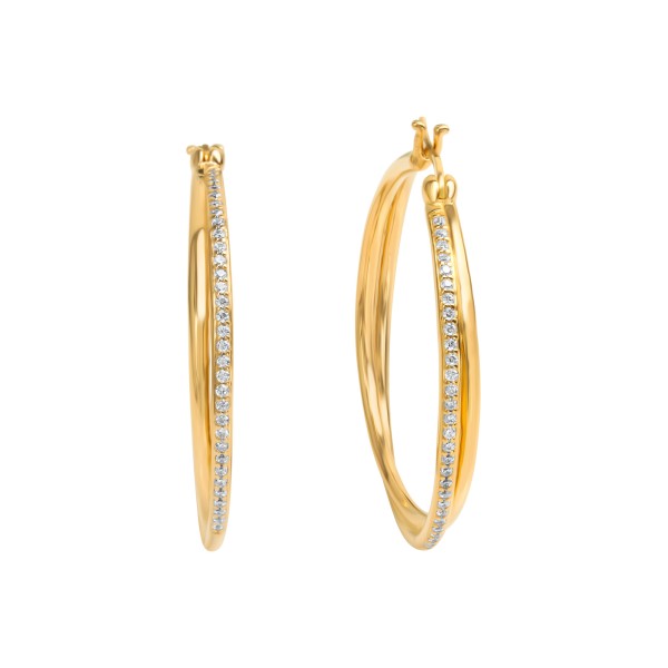 Ohrringe 925/- Sterling Silber vergoldet (teil) 3,9cm Zirkonia