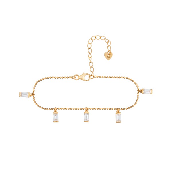 cai women Armband Kugelkette 925/- Sterling Silber vergoldet 15+4cm Zirkonia