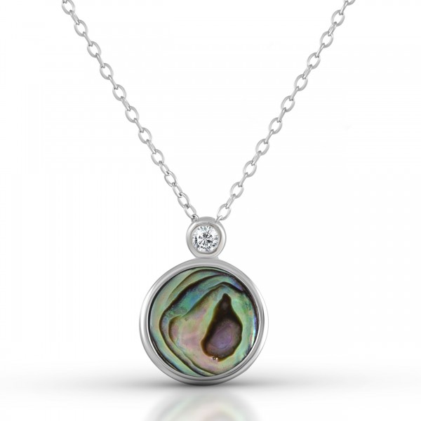 Collier 925/- Sterling Silber rhodiniert 45cm Abalone