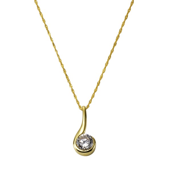 Halskette Singapurkette 375/- Gold 43cm Zirkonia