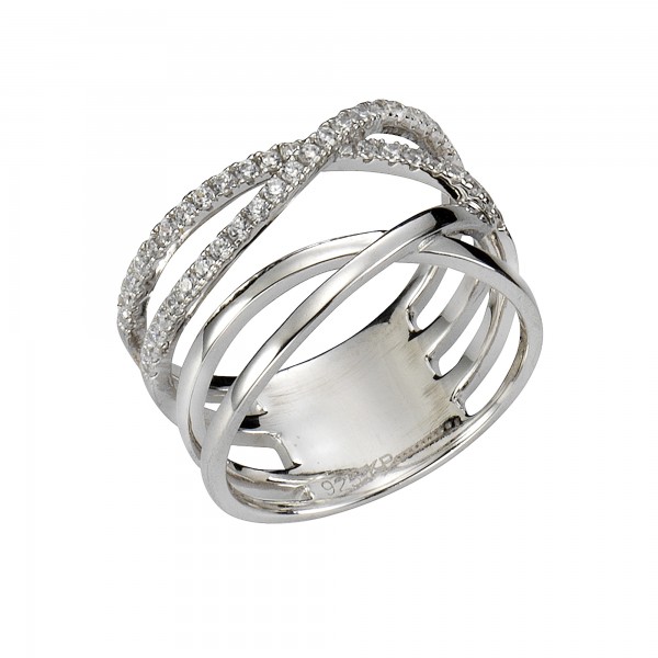 Ring 925/- Sterling Silber rhodiniert Zirkonia