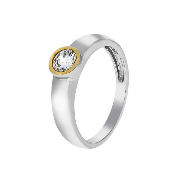 Ring 925/- Sterling Silber vergoldet (teil) Zirkonia