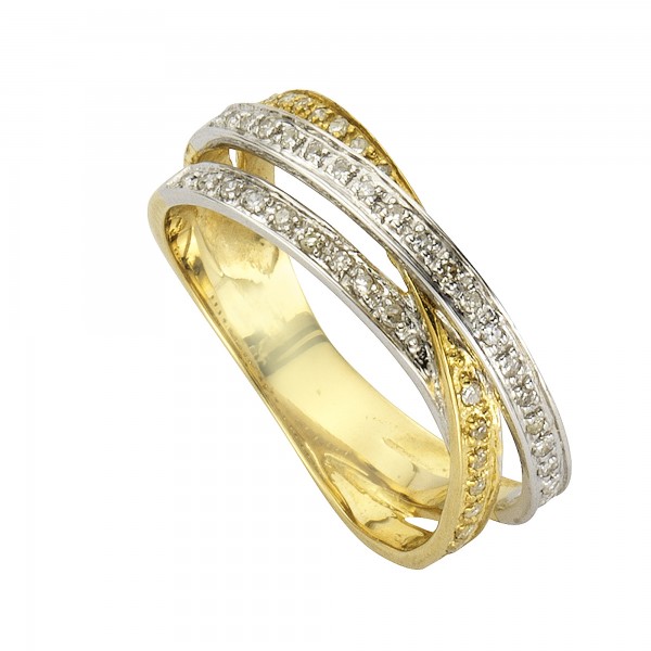 Ring 585/- Gold rhodiniert (teil) Diamant 0,24ct.