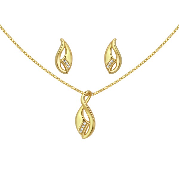 Set Anhänger/Kette und Ohrstecker 925/- Sterling Silber vergoldet 42+3cm Zirkonia