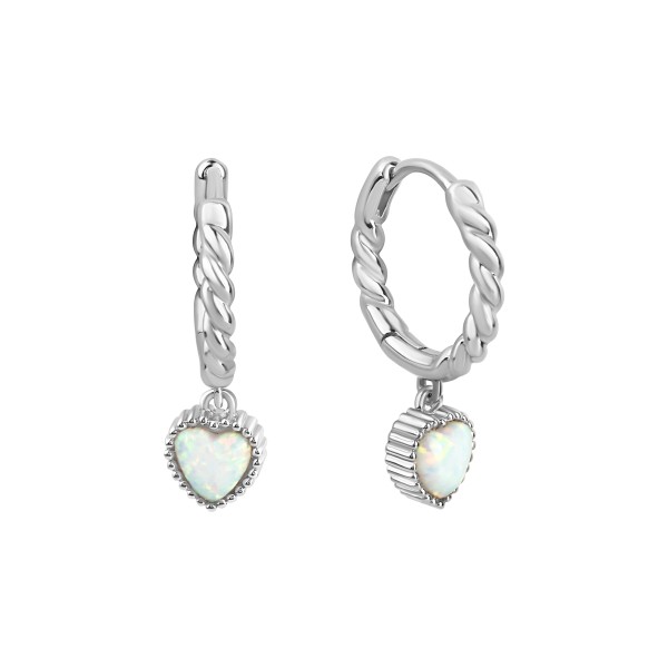 Creolen 925/- Sterling Silber Rhodiniert 2,3cm synth. Opal