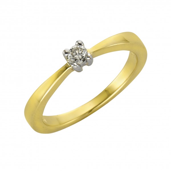 Ring 375/- Gold rhodiniert (teil) Brillant 0,10ct.