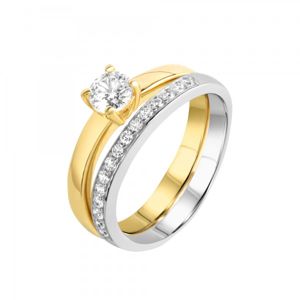 Ring 925/- Sterling Silber vergoldet Zirkonia
