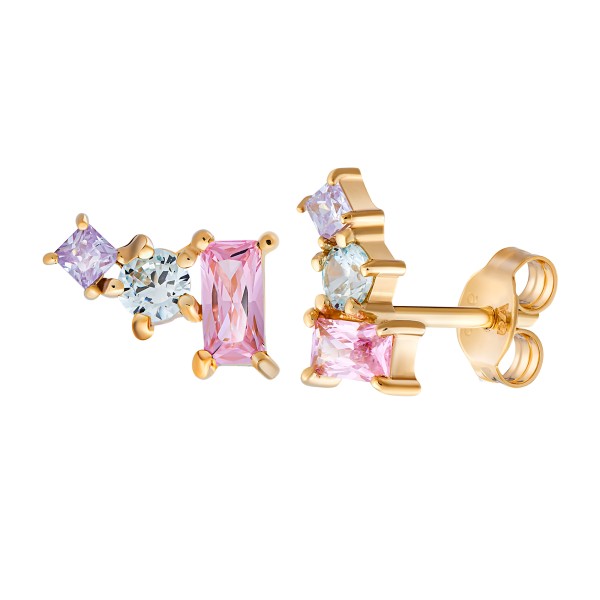 cai love Ohrstecker 925/- Sterling Silber vergoldet 0,7cm Zirkonia