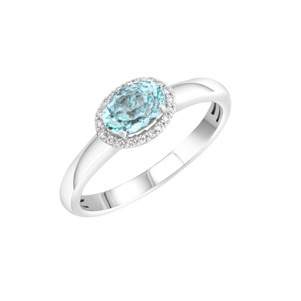 Ring 585/- Gold rhodiniert Aquamarine 0,09ct.