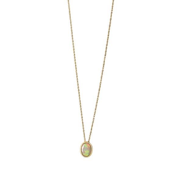 Anhänger mit Kette Ankerkette 585/- Gold 46cm Opal