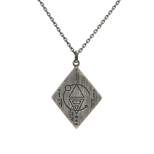 cai men Anhänger mit Kette 925/- Silber matt oxidiert Tattoo Motiv 925/- Sterling Silber oxidiert 60