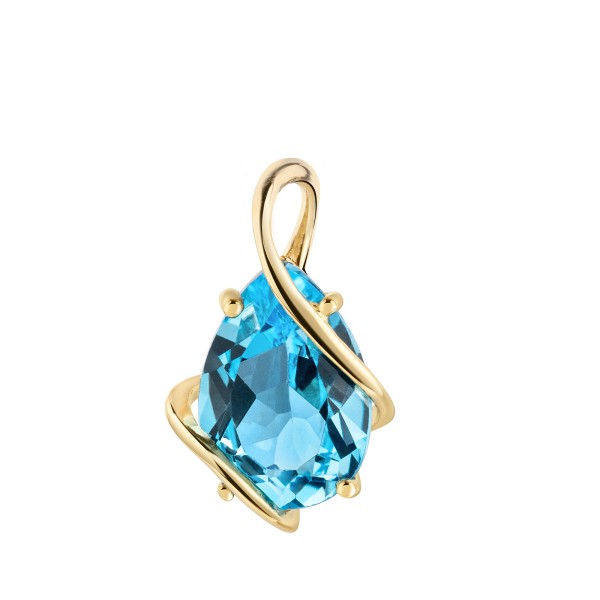 Anhänger 375/- Gold 1,4cm Blautopas beh.