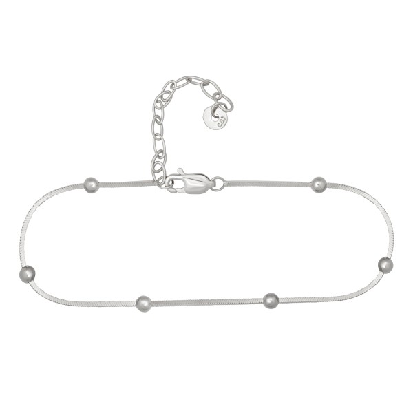 cai women Fußkette 4-kant Schlangenkette 925/- Sterling Silber rhodiniert 22+3cm