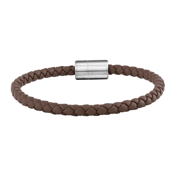 cai men Armband Leder olivenblattgegerbt braun Stahl Lederarmband Edelstahl 21cm