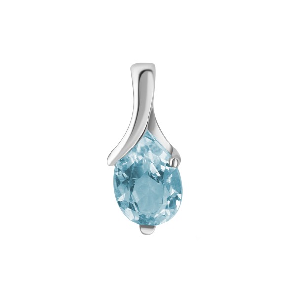 Anhänger 925/- Sterling Silber Rhodiniert 1,7cm Blautopas beh.