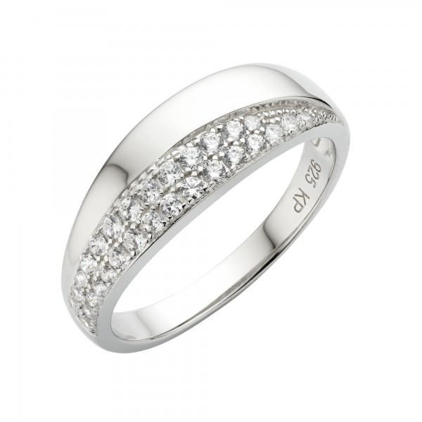 Ring 925/- Sterling Silber rhodiniert Zirkonia