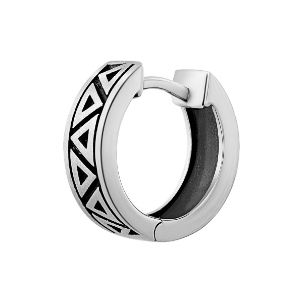 cai men Single Creole 925/- Sterling Silber oxidiert 1,3cm